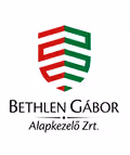 Piros és zöld színű, stilizált pajzsot ábrázoló logó a „Bethlen Gábor Alapkezelő Zrt.” felirat felett.