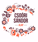 Piros és sötét színű virágokból álló koszorú, amely a „CSÓDÓRI SÁNDOR ALAP” feliratot keretezi.